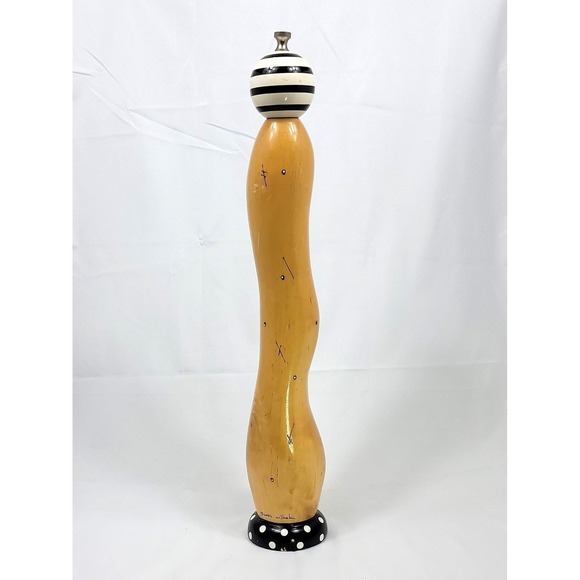 Robert Wilhelm Other - Robert Wilhelm Studio Art Wooden Pepper Mill Grinder Black White Polka Dot 18"